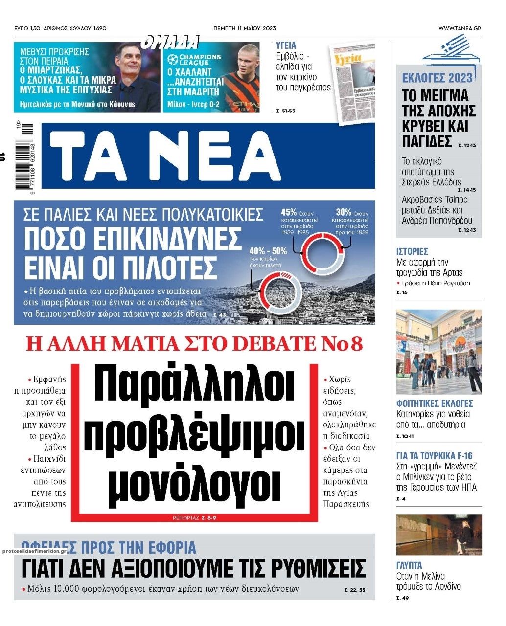 Πρωτοσέλιδο εφημερίδας Τα Νέα