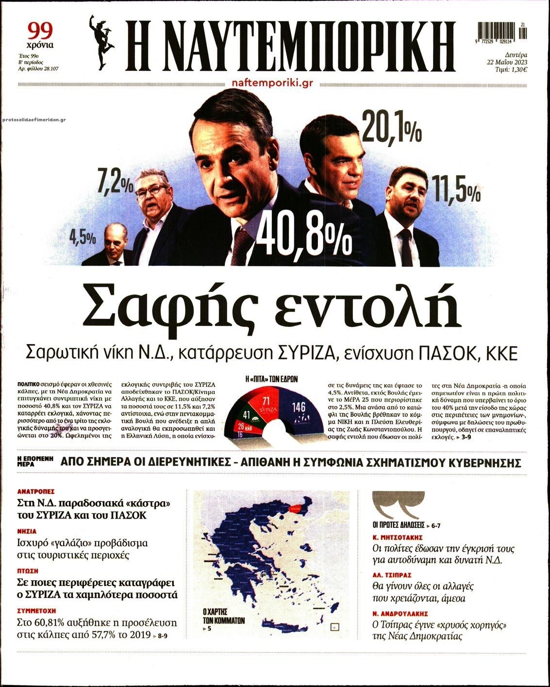 Πρωτοσέλιδο εφημερίδας Ναυτεμπορική