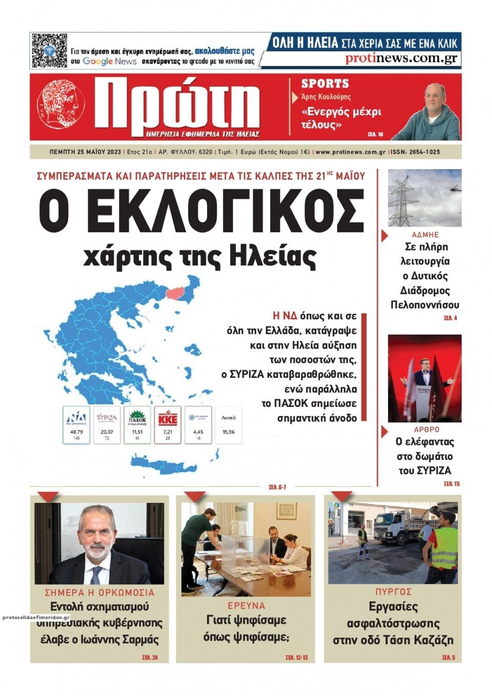 Πρωτοσέλιδο εφημερίδας Πρώτη