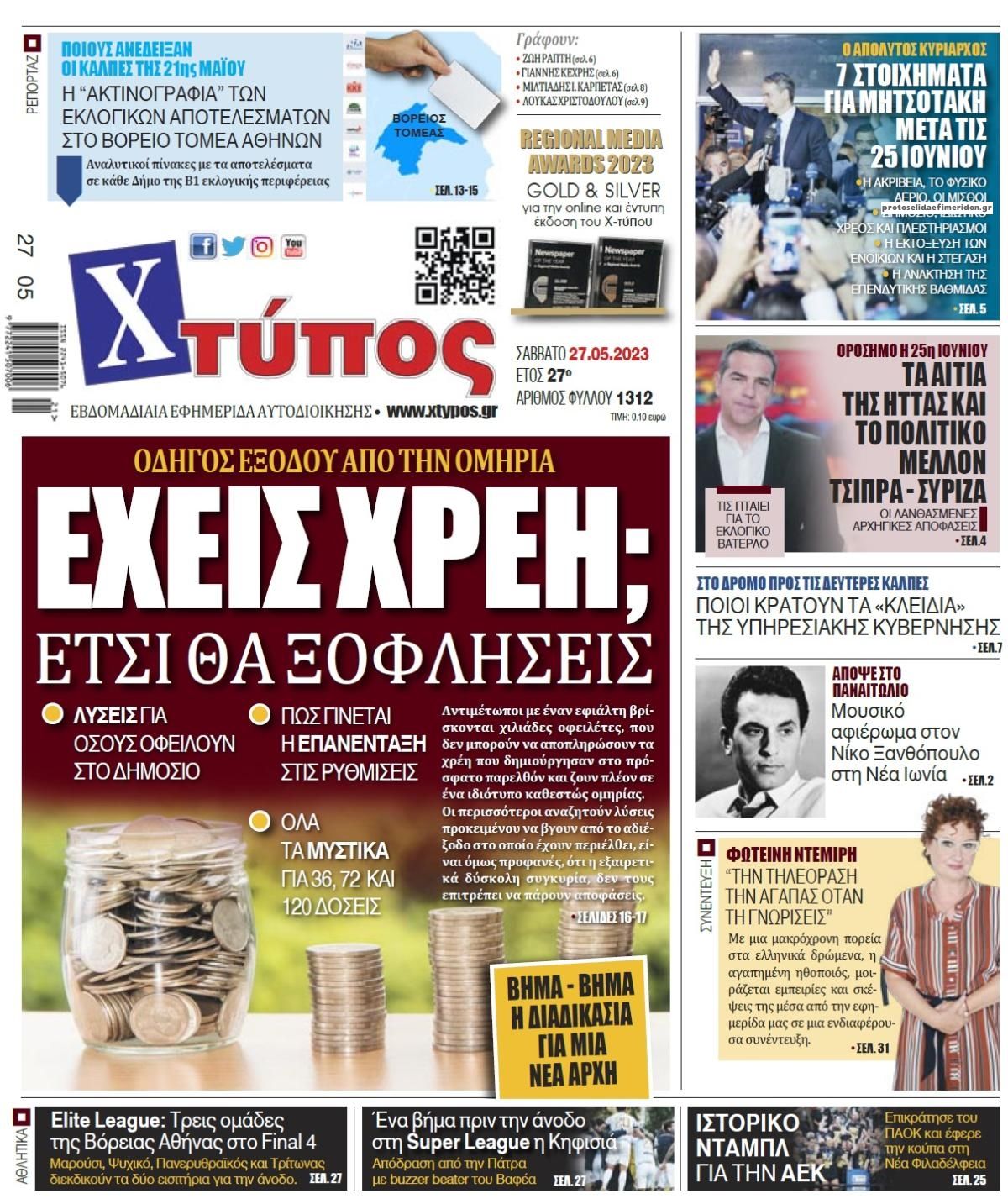 Πρωτοσέλιδο εφημερίδας Χτύπος