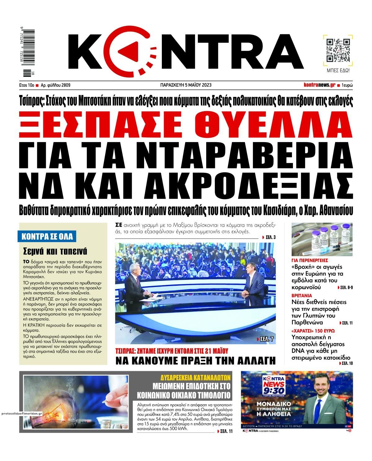 Πρωτοσέλιδο εφημερίδας Kontra News