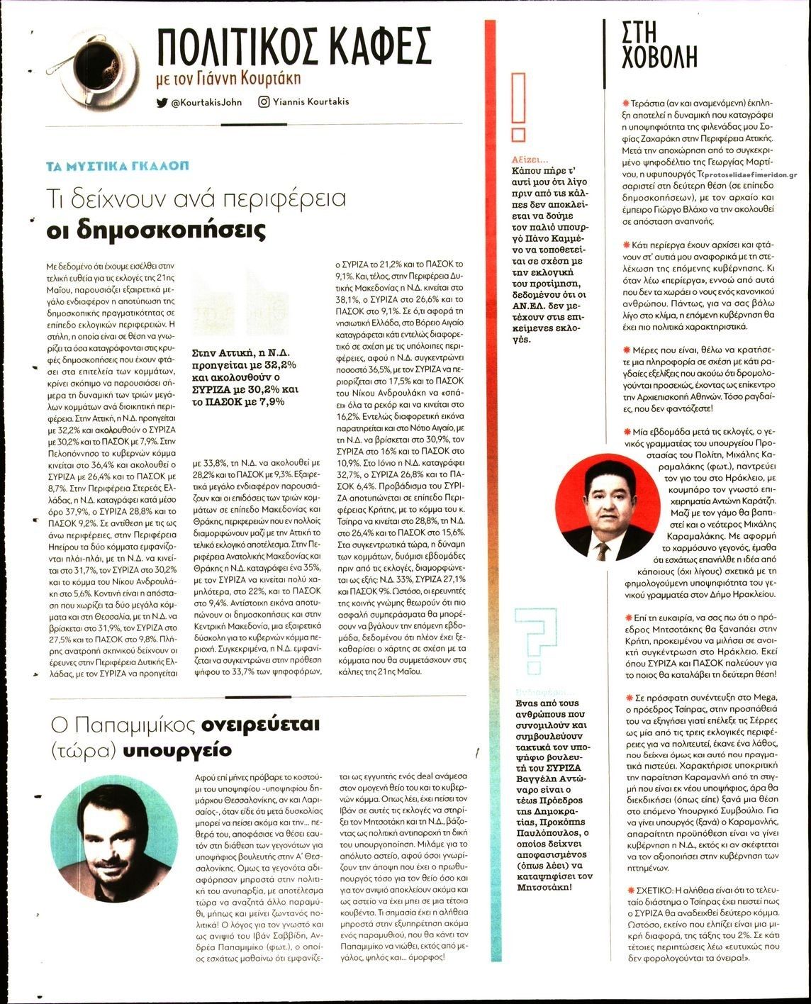 Οπισθόφυλλο εφημερίδας ΠΑΡΑΠΟΛΙΤΙΚΑ - SECRET