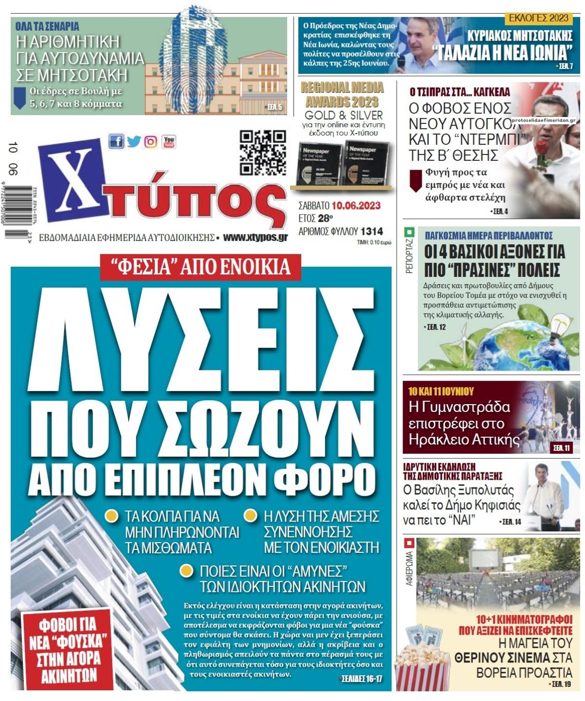 Πρωτοσέλιδο εφημερίδας Χτύπος