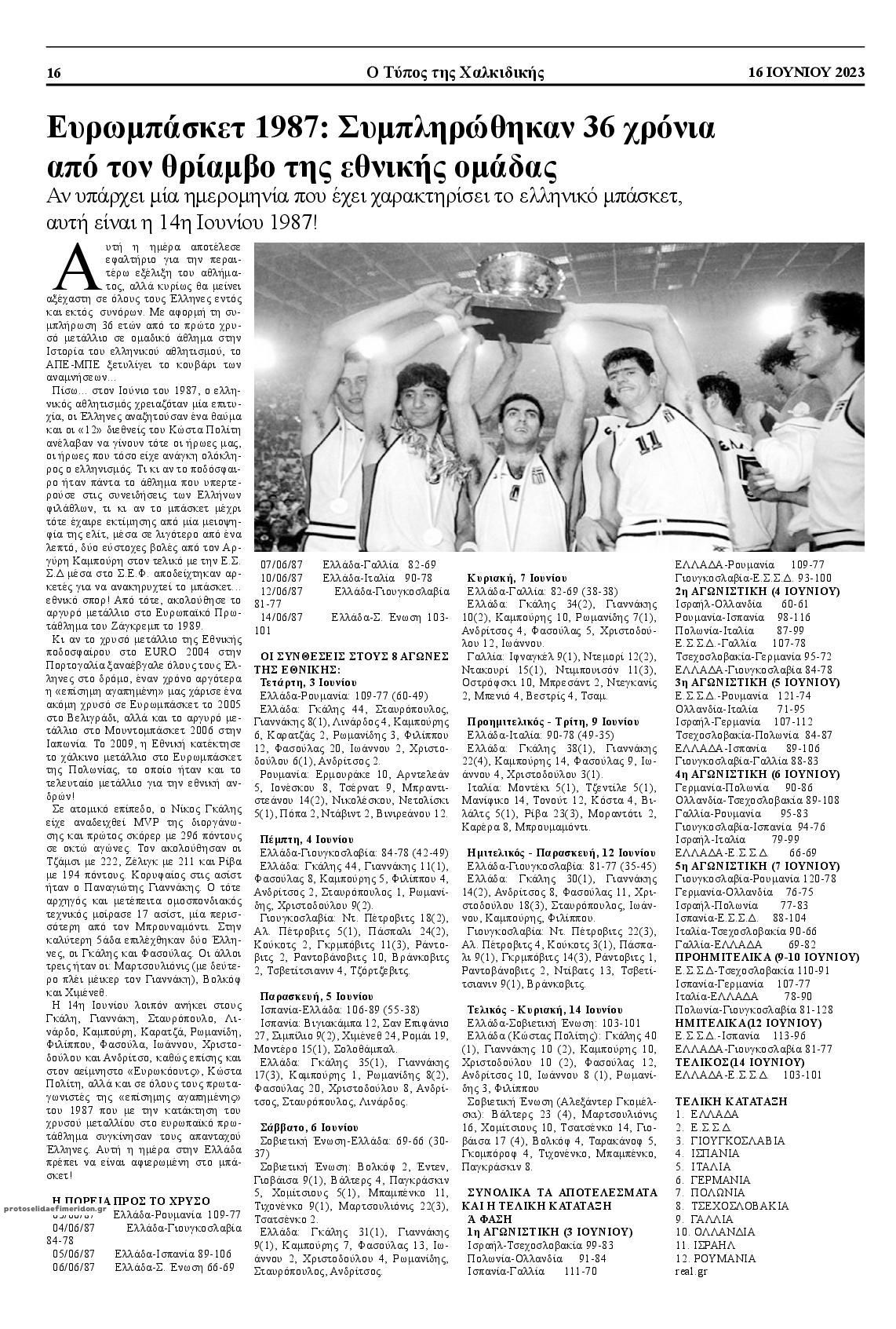 Οπισθόφυλλο εφημερίδας Τύπος Χαλκιδικής