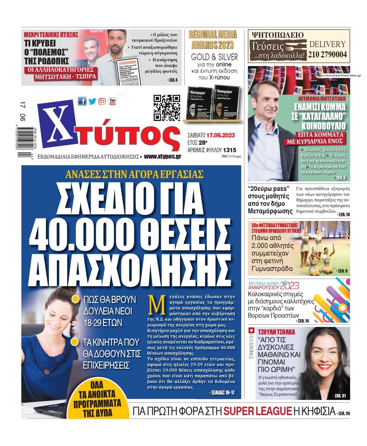 Πρωτοσέλιδο εφημερίδας Χτύπος