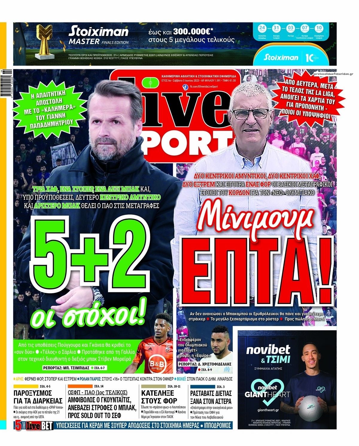 Πρωτοσέλιδο εφημερίδας Livesport