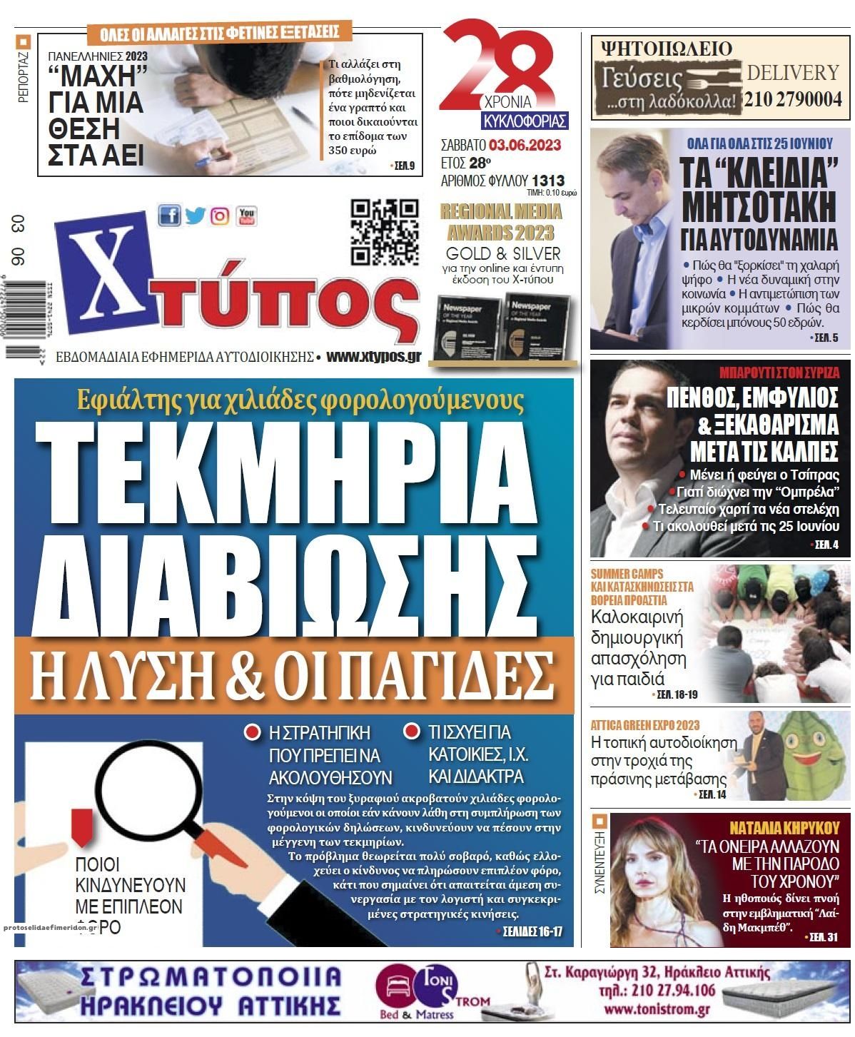 Πρωτοσέλιδο εφημερίδας Χτύπος