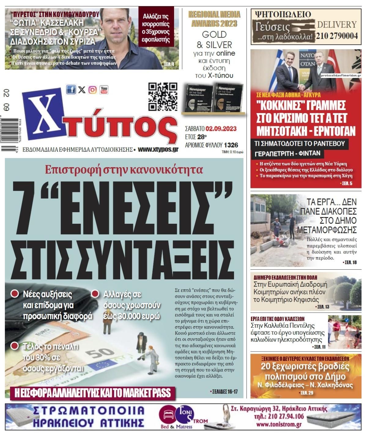 Πρωτοσέλιδο εφημερίδας Χτύπος