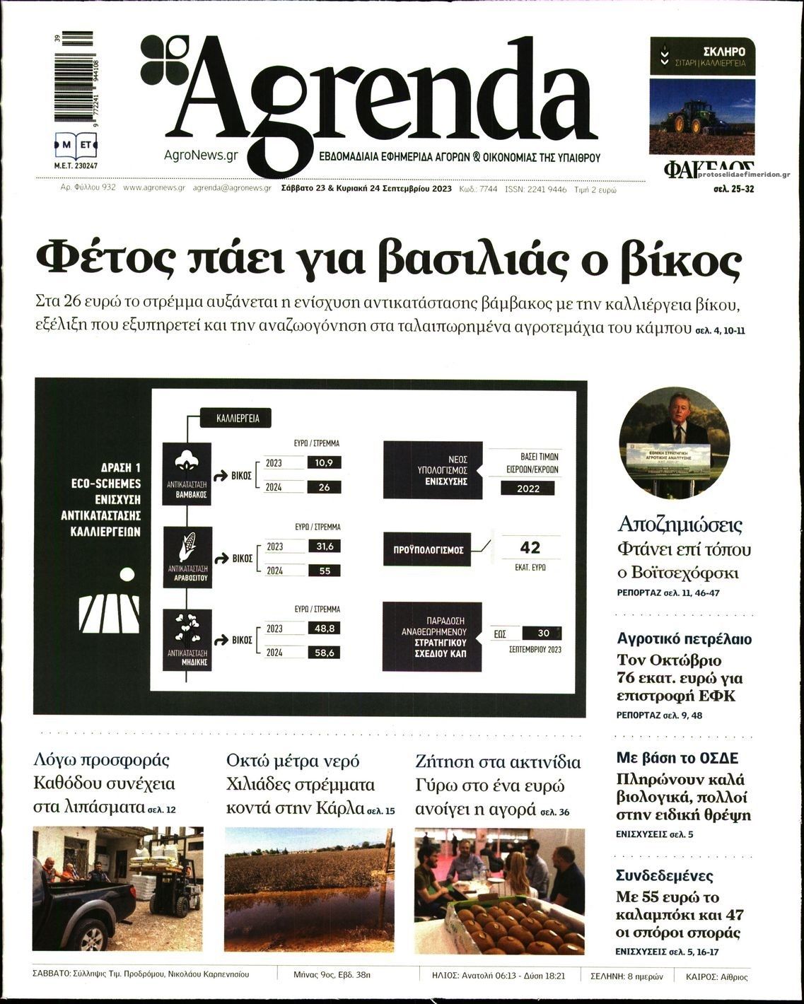 Πρωτοσέλιδο εφημερίδας Agrenda