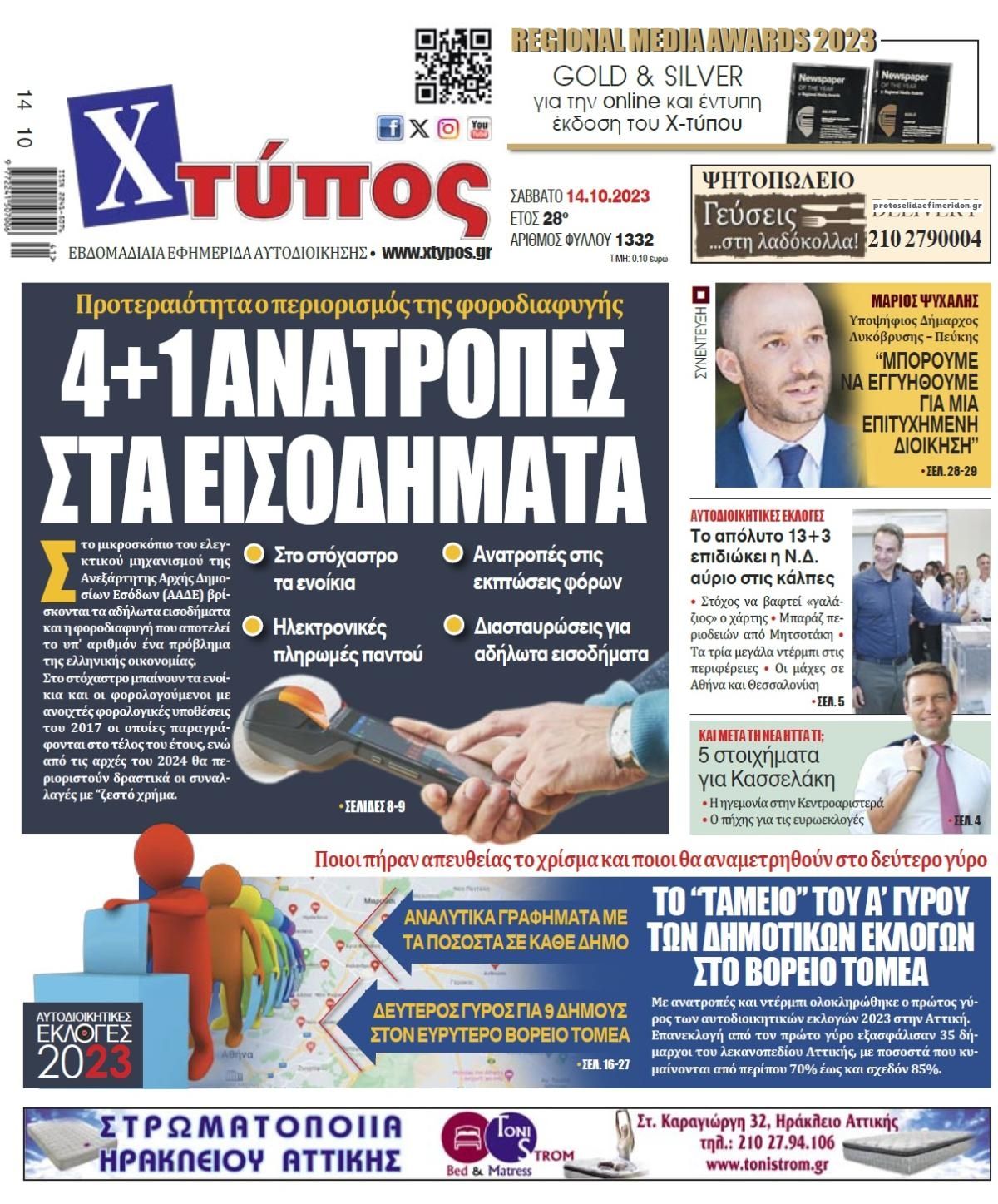 Πρωτοσέλιδο εφημερίδας Χτύπος