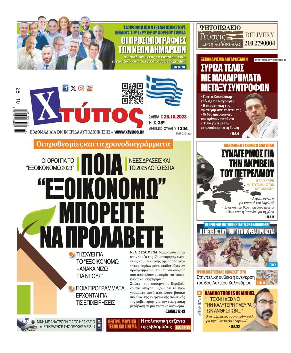 Πρωτοσέλιδο εφημερίδας Χτύπος