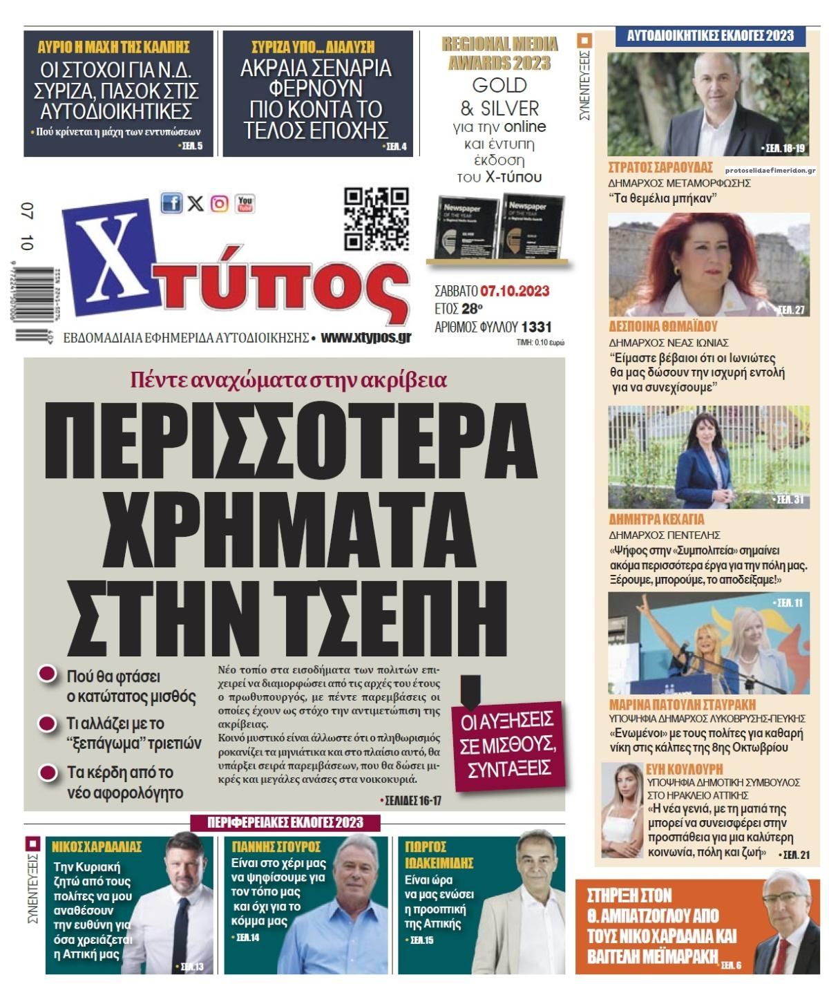 Πρωτοσέλιδο εφημερίδας Χτύπος
