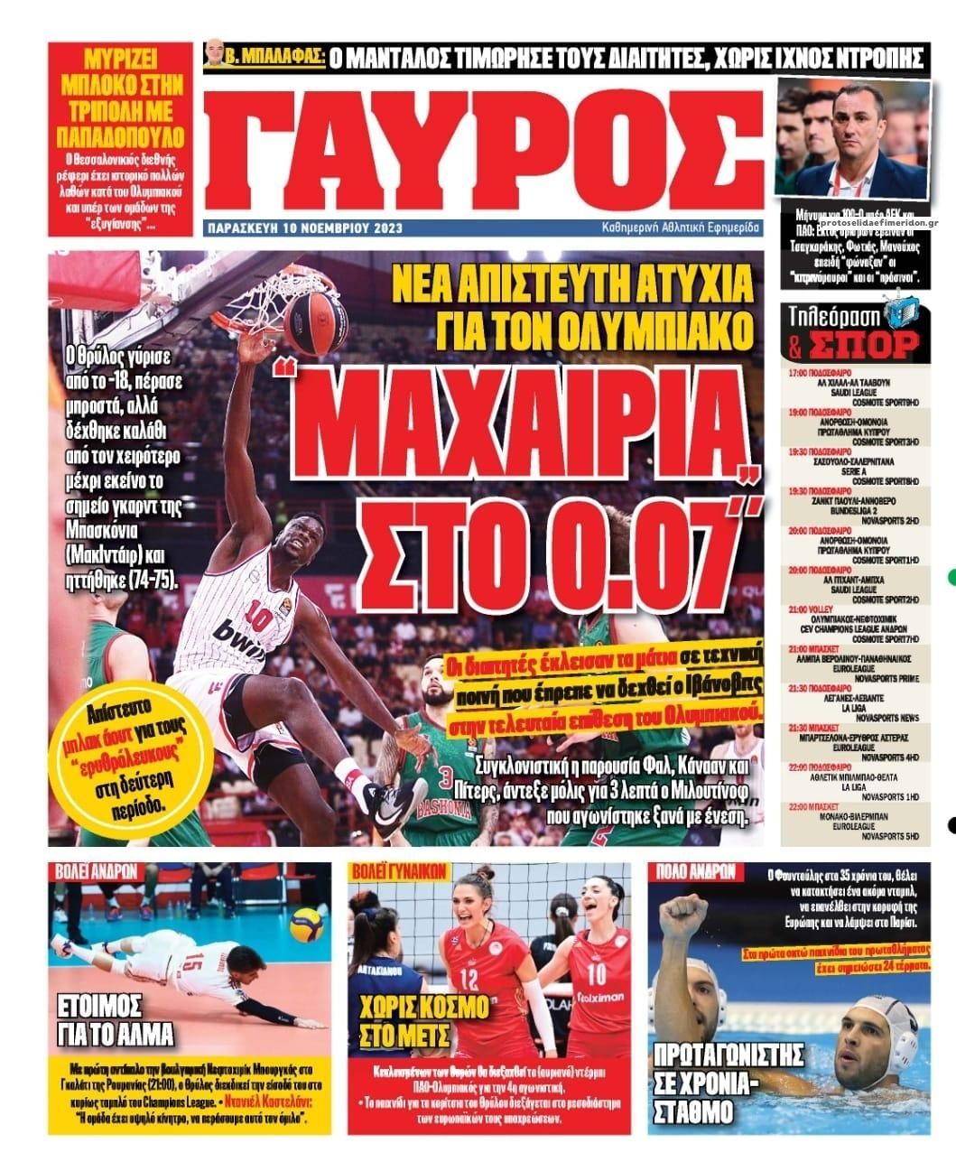 Οπισθόφυλλο εφημερίδας Κόκκινος Πρωταθλητής