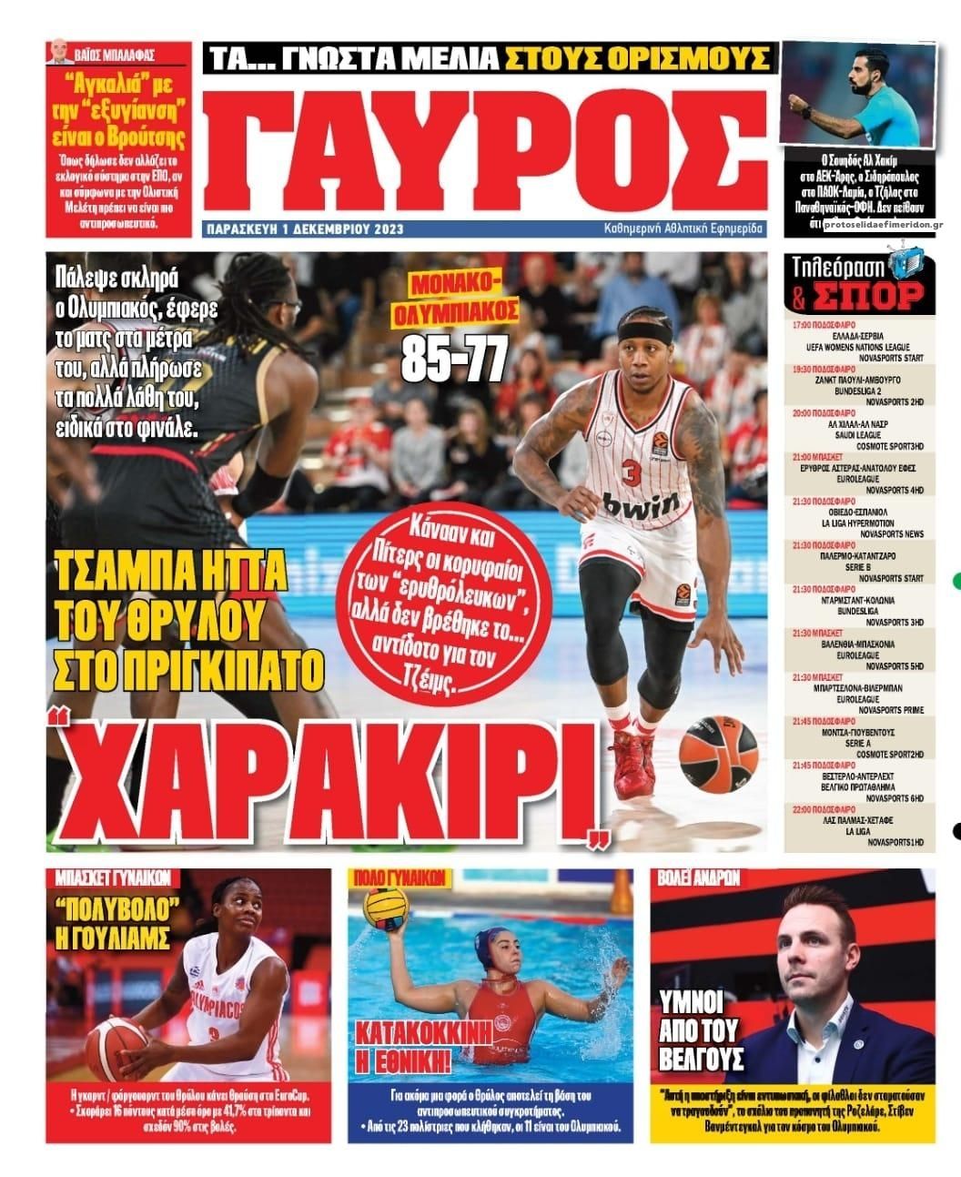 Οπισθόφυλλο εφημερίδας Κόκκινος Πρωταθλητής