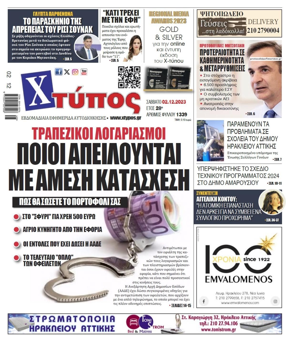 Πρωτοσέλιδο εφημερίδας Χτύπος
