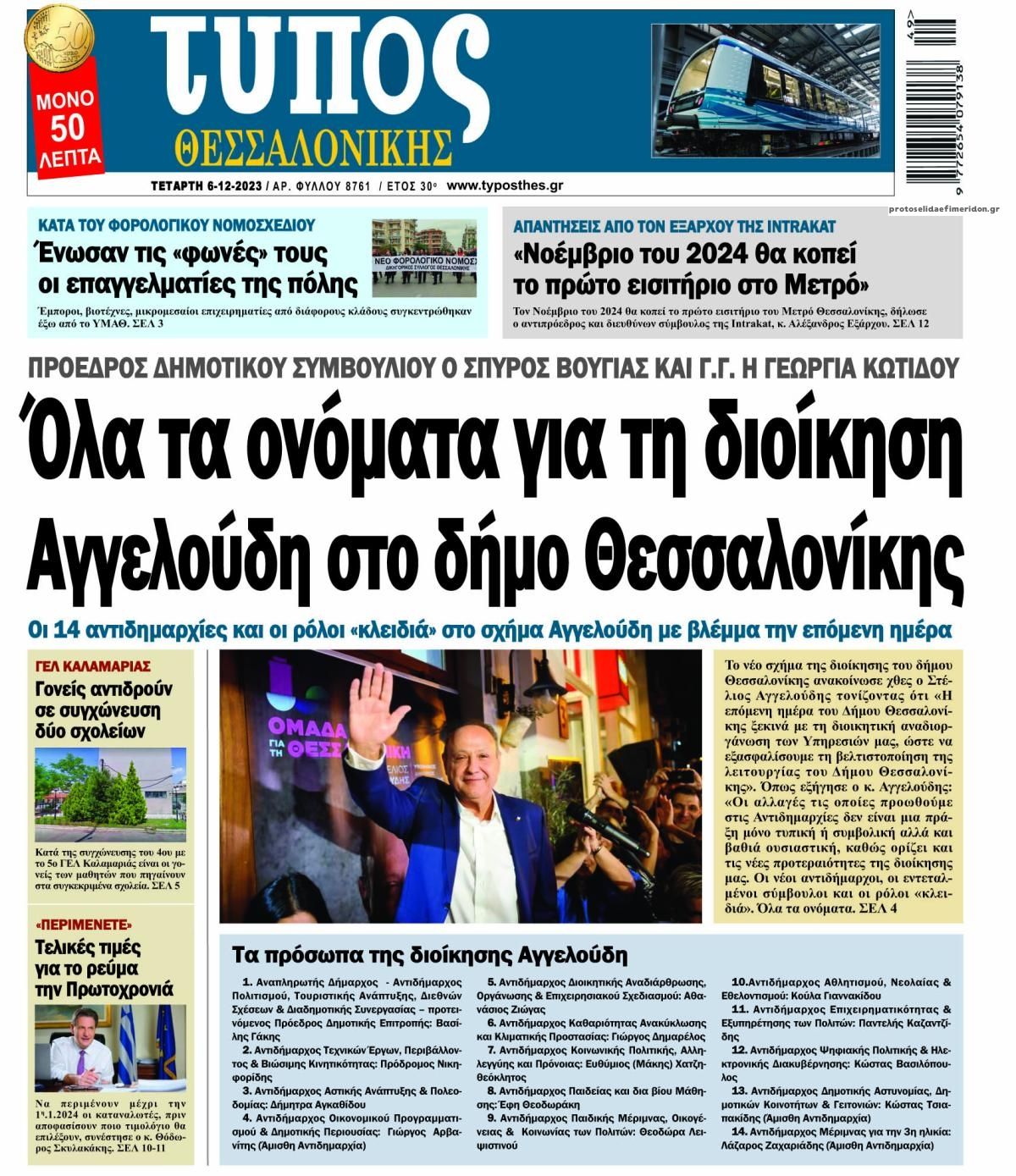 Πρωτοσέλιδο εφημερίδας Τύπος Θεσσαλονίκης