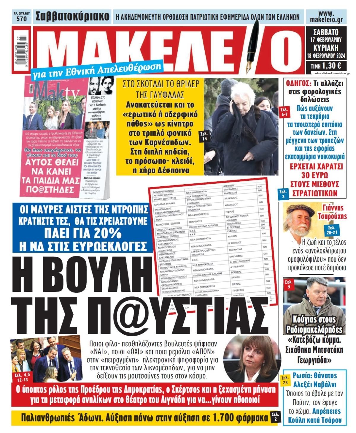 Πρωτοσέλιδο εφημερίδας Μακελειό