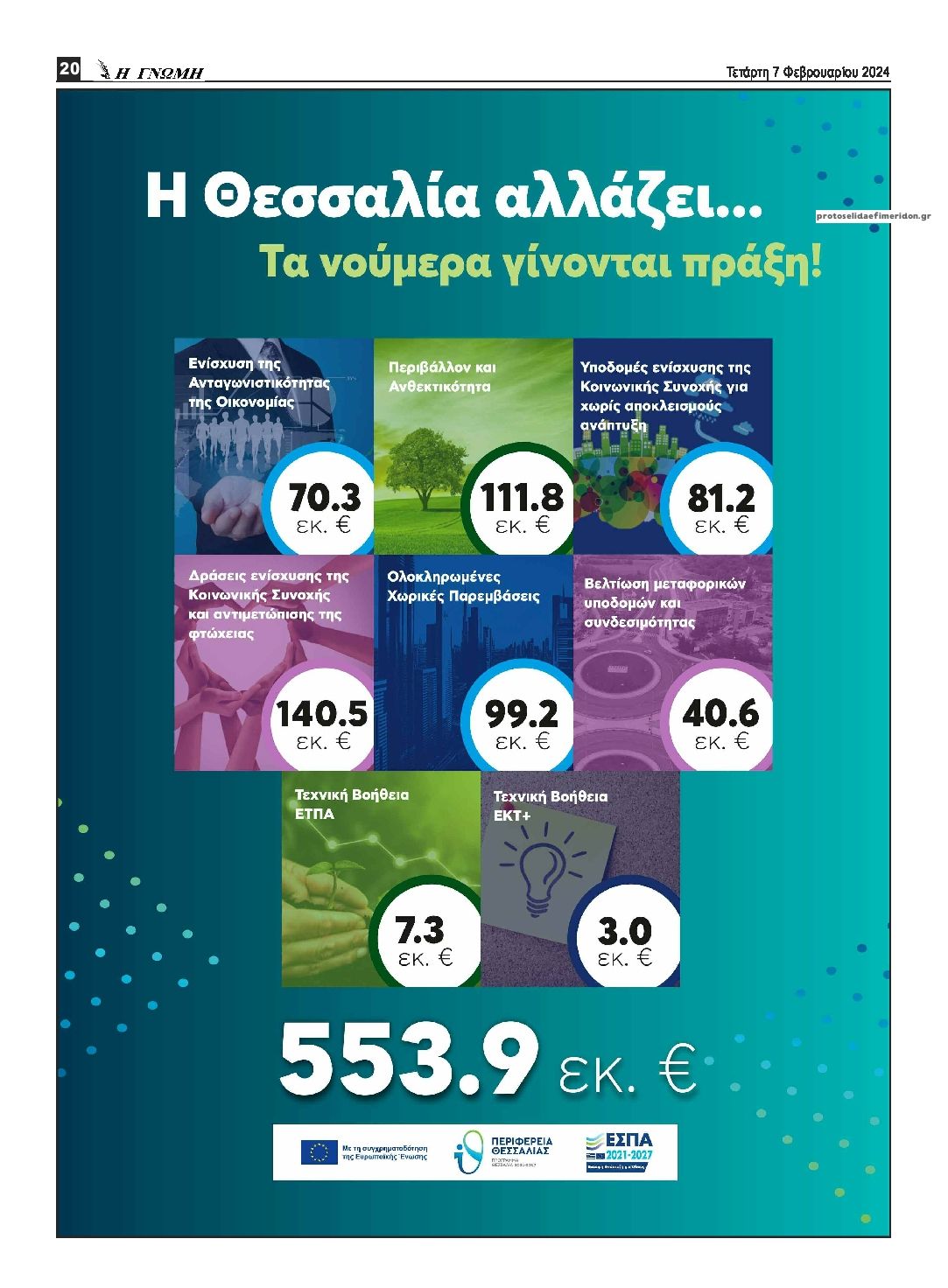 Οπισθόφυλλο εφημερίδας Η Γνώμη Καρδίτσας