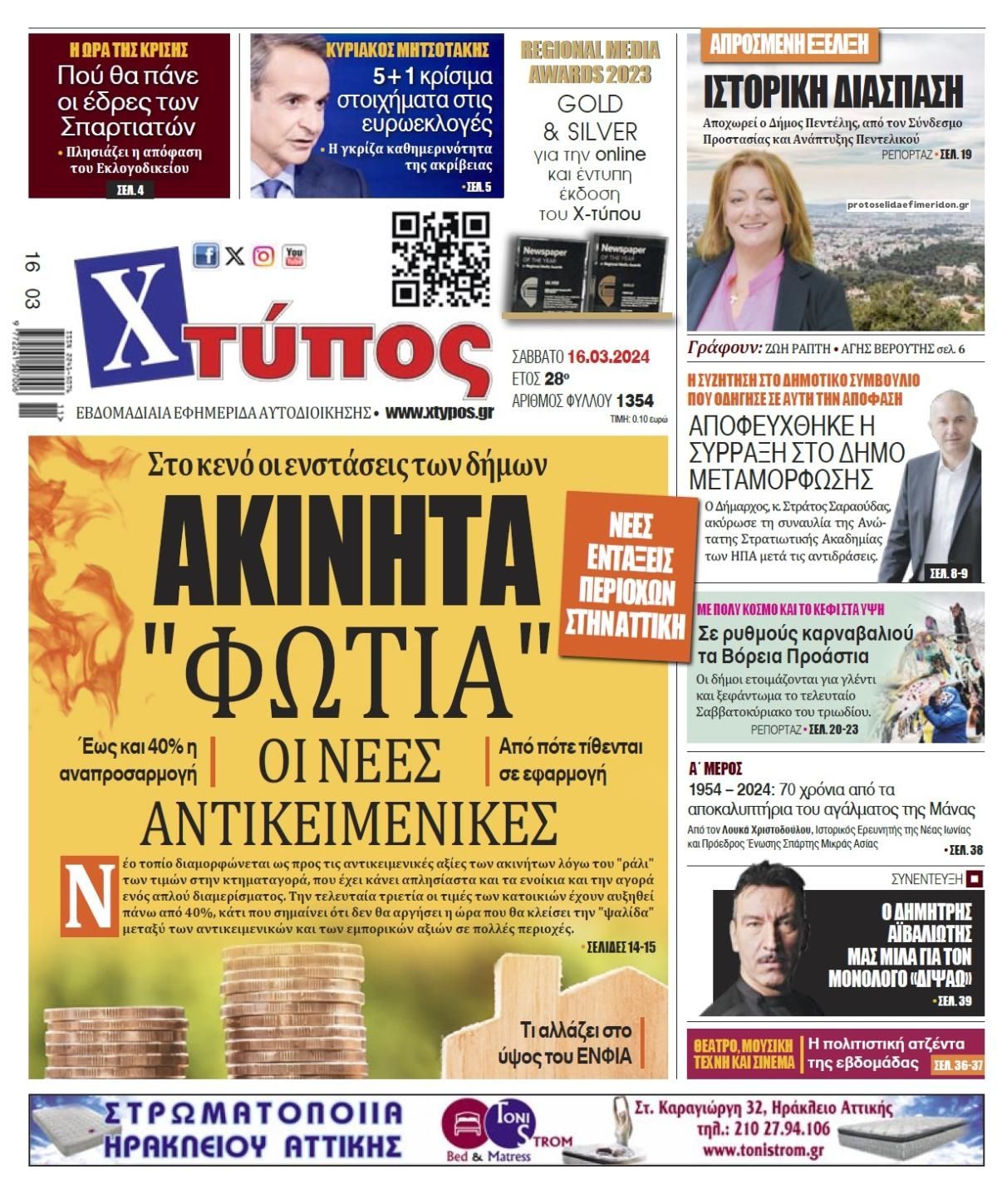 Πρωτοσέλιδο εφημερίδας Χτύπος