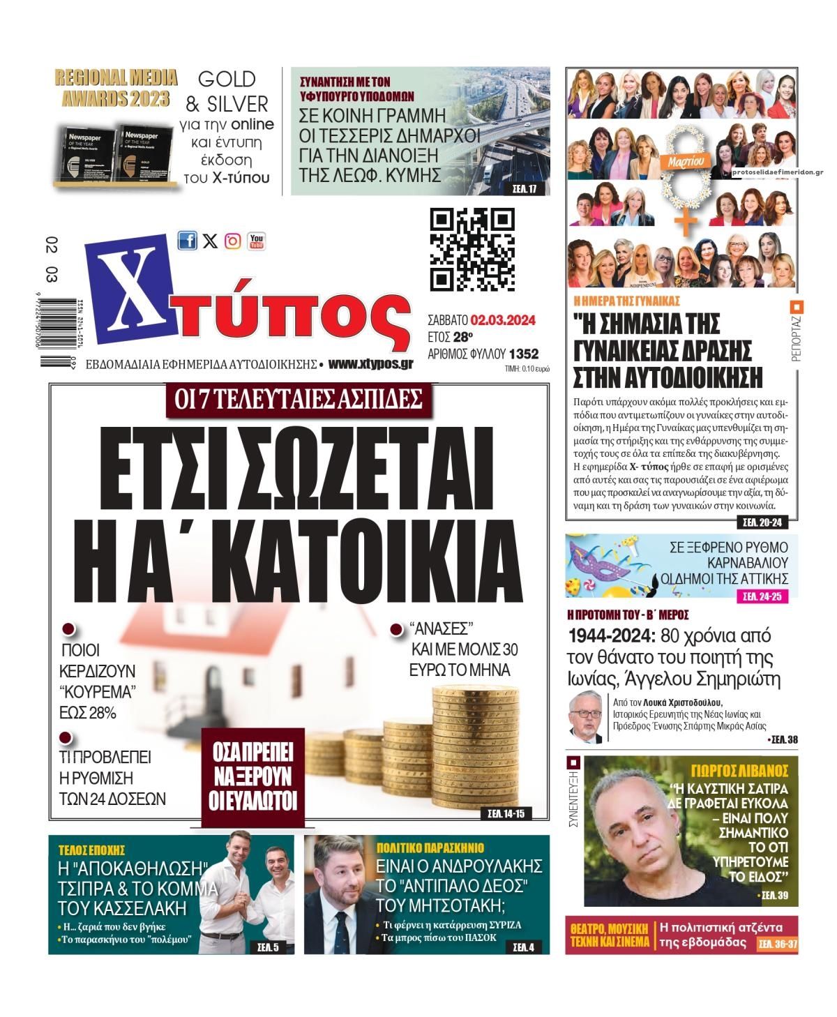 Πρωτοσέλιδο εφημερίδας Χτύπος