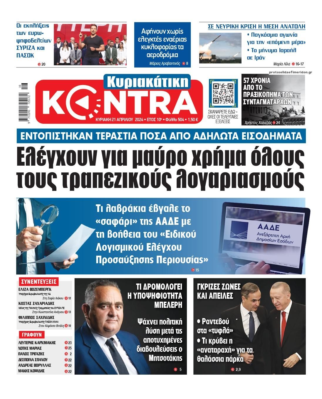 Πρωτοσέλιδο εφημερίδας Kontra News