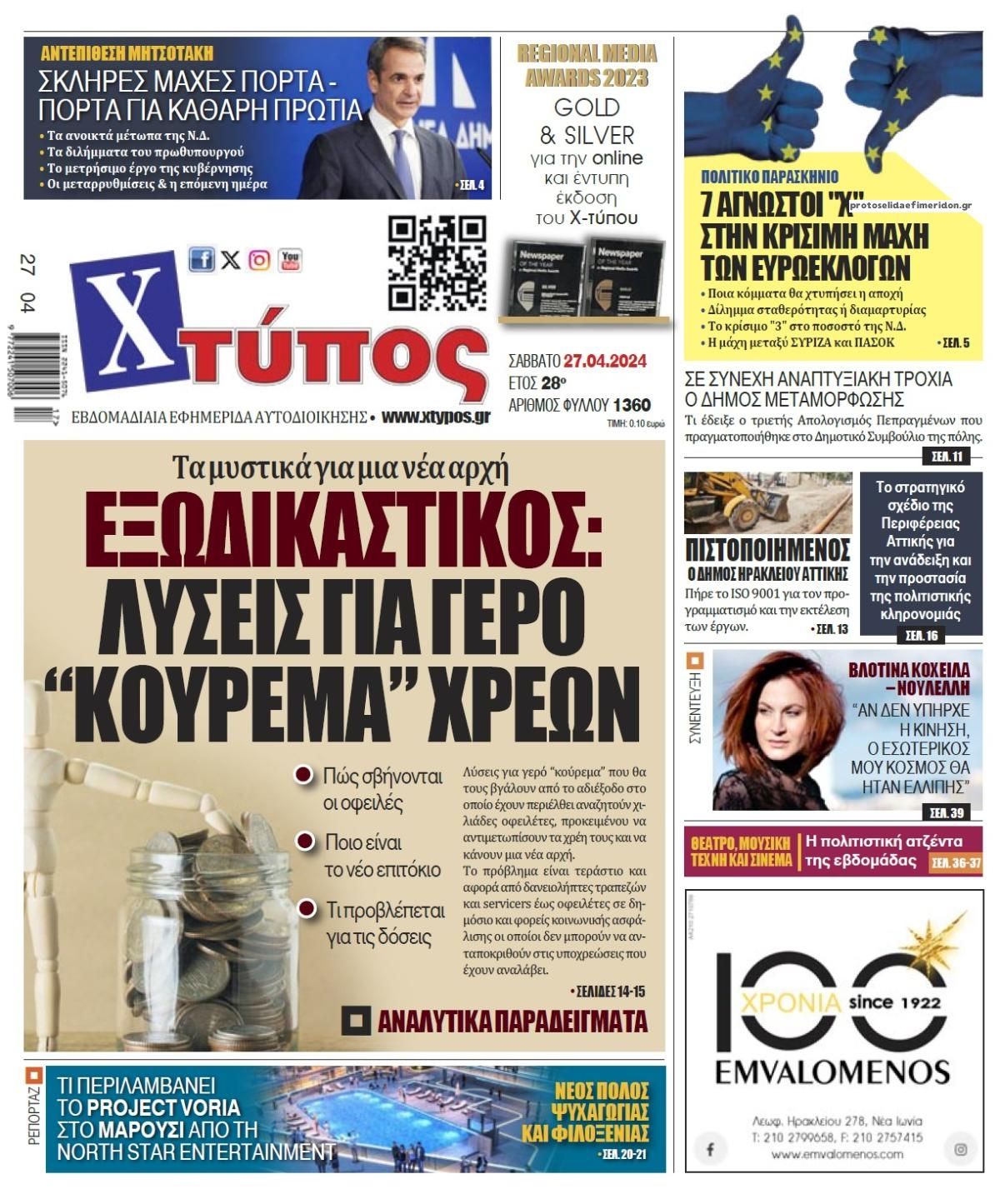 Πρωτοσέλιδο εφημερίδας Χτύπος