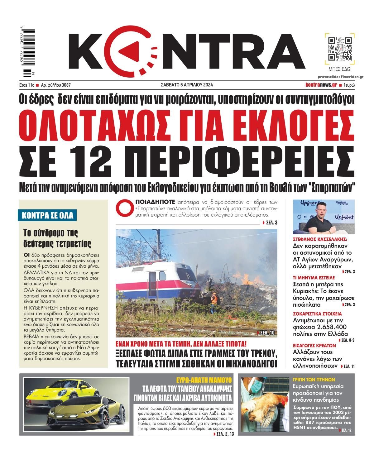 Πρωτοσέλιδο εφημερίδας Kontra News