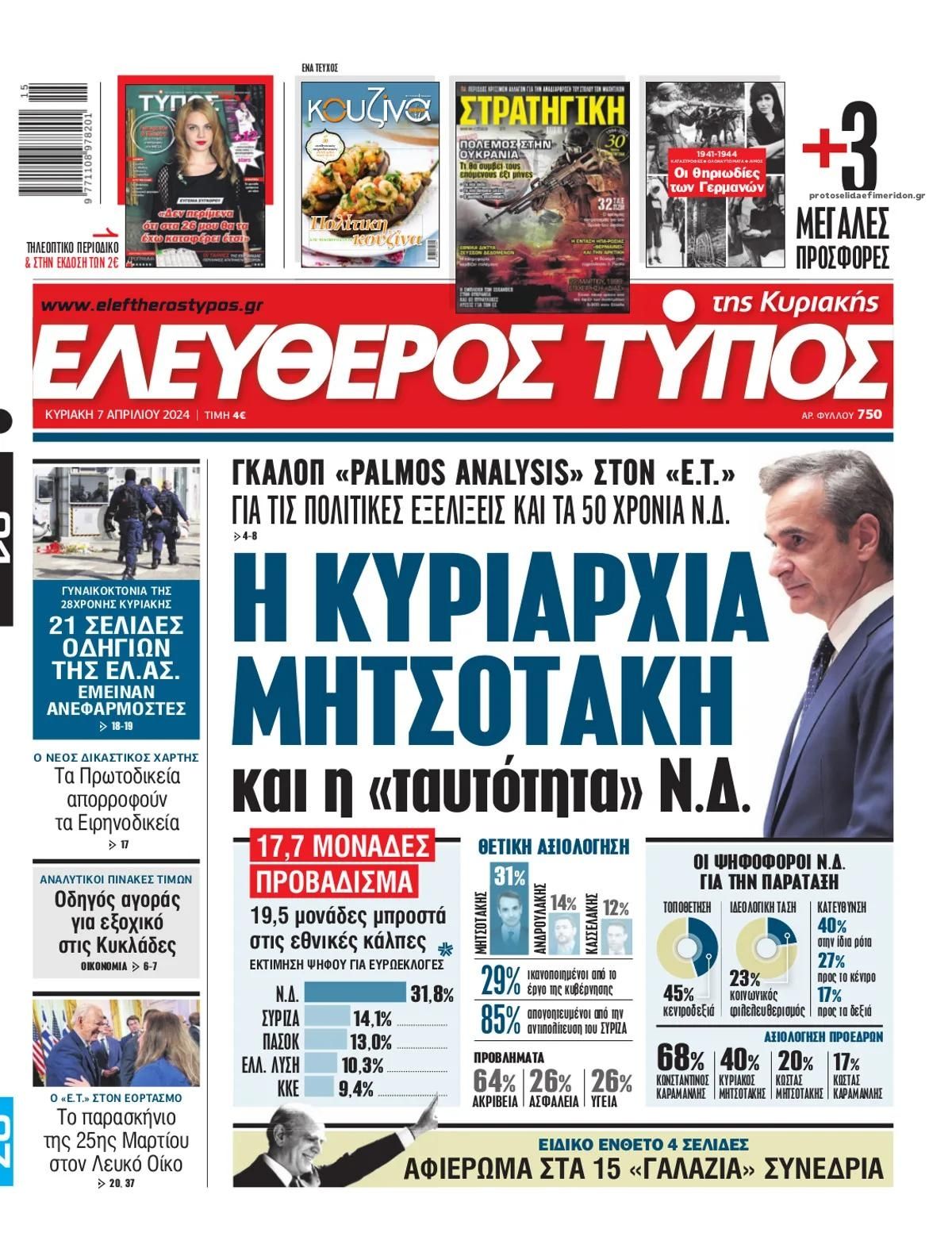 Πρωτοσέλιδο εφημερίδας Ελεύθερος Τύπος