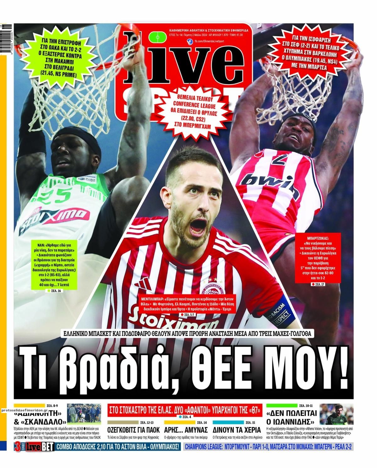 Πρωτοσέλιδο εφημερίδας Livesport