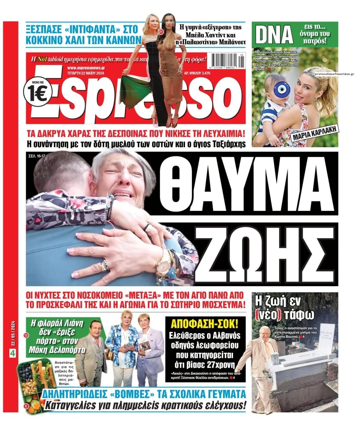Πρωτοσέλιδο εφημερίδας Espresso