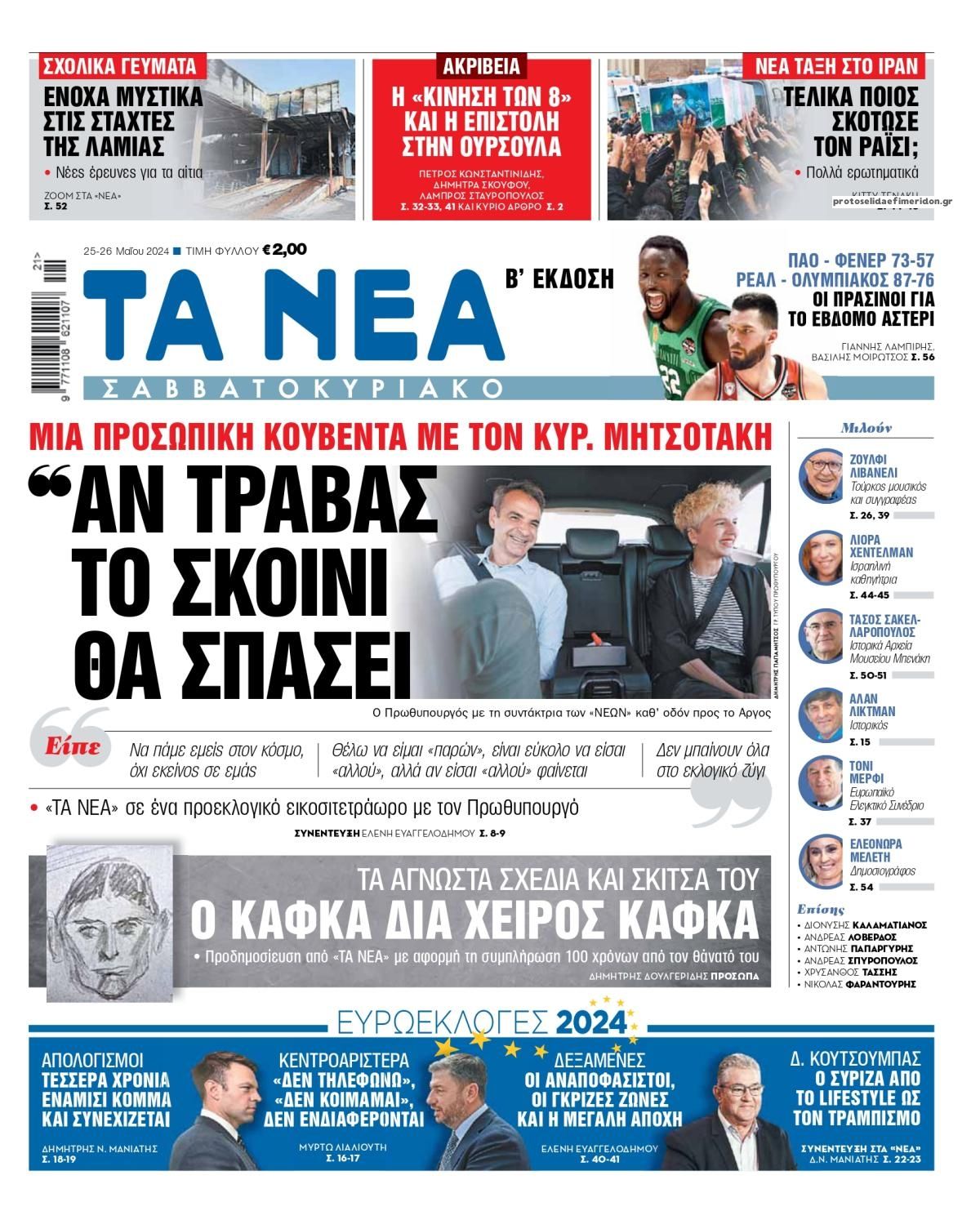 Πρωτοσέλιδο εφημερίδας Τα Νέα