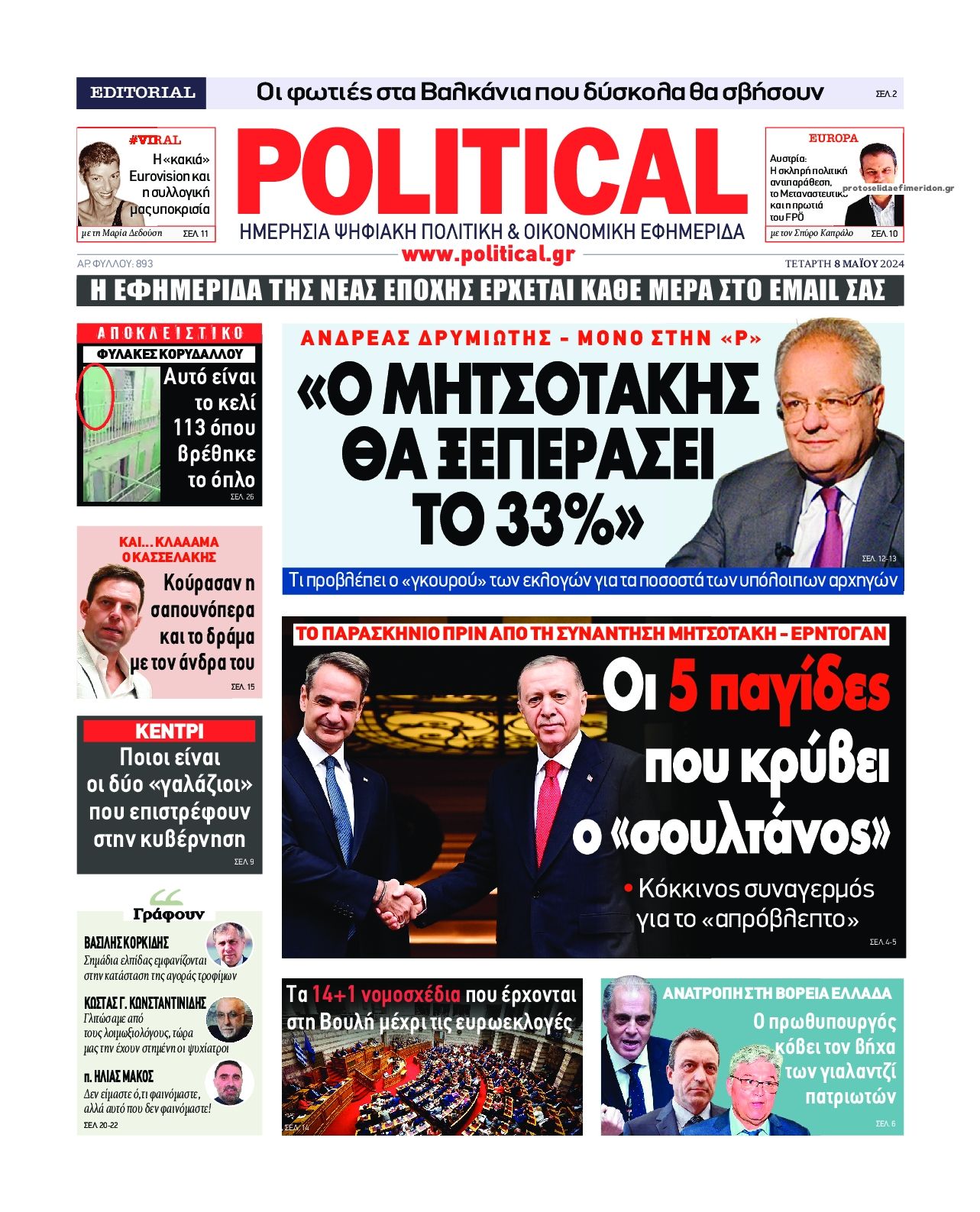 Πρωτοσέλιδο εφημερίδας Political