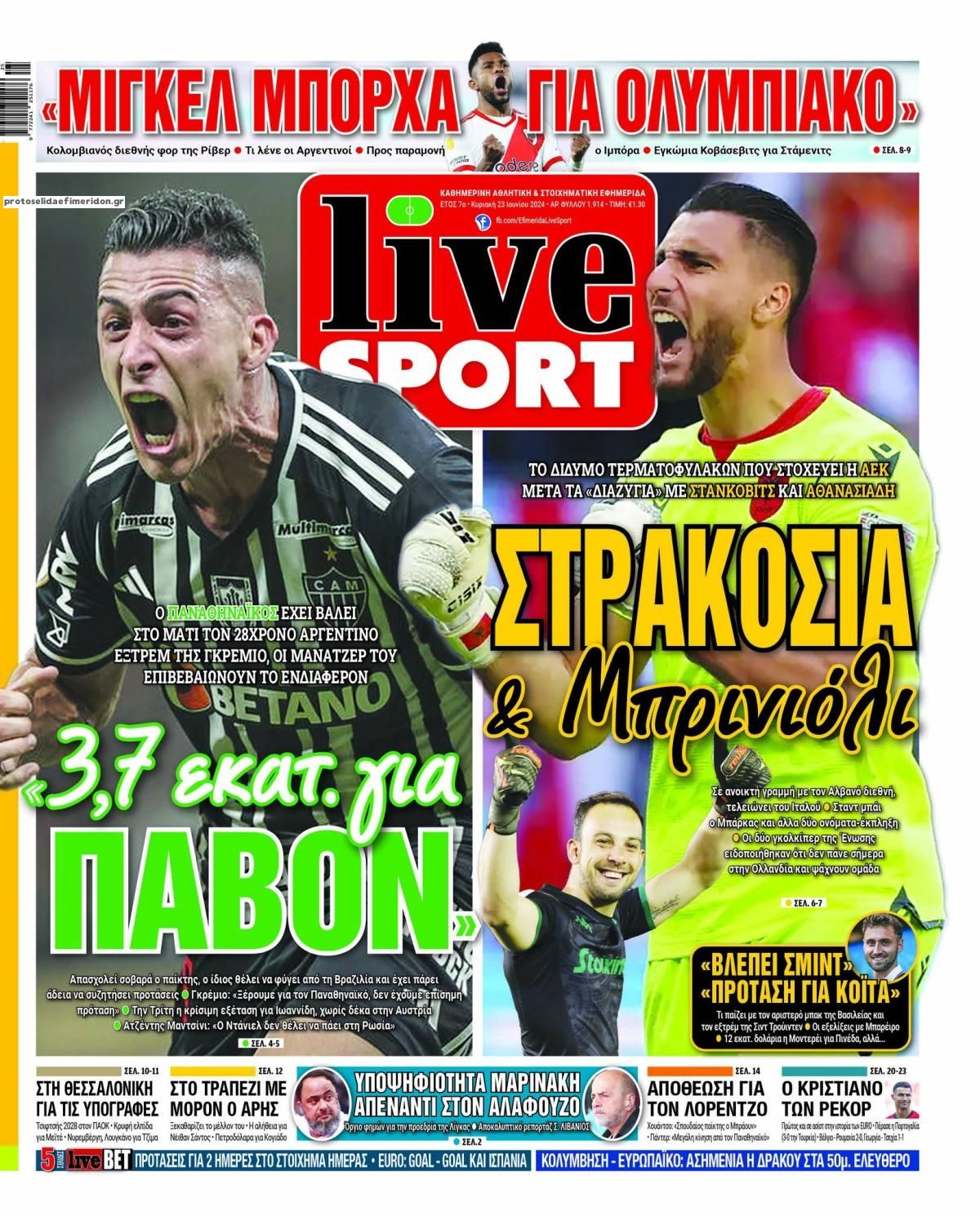 Πρωτοσέλιδο εφημερίδας Livesport