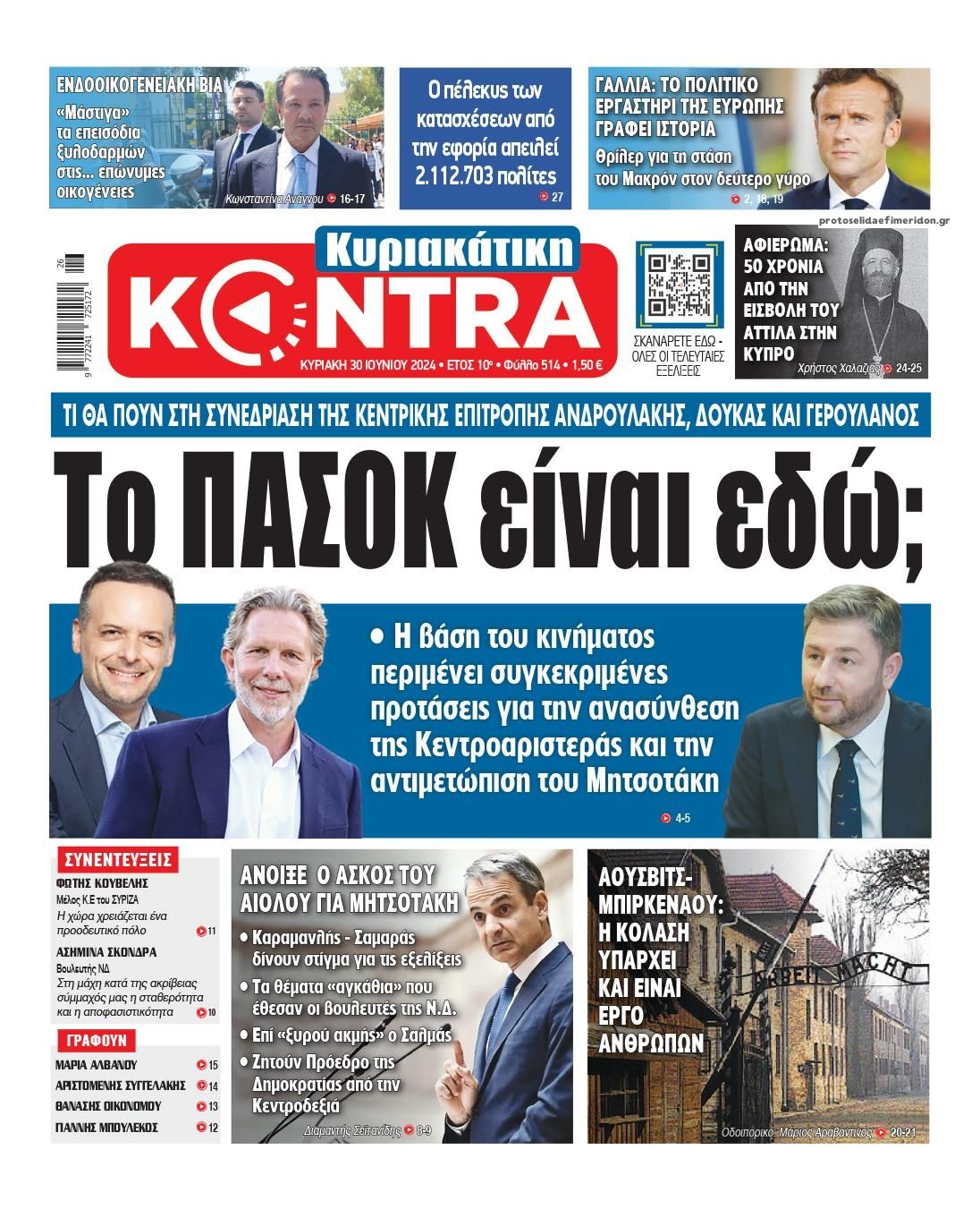 Πρωτοσέλιδο εφημερίδας Kontra News