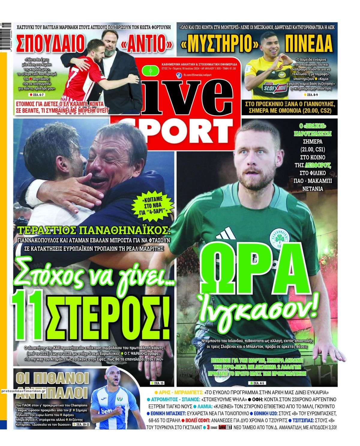 Πρωτοσέλιδο εφημερίδας Livesport