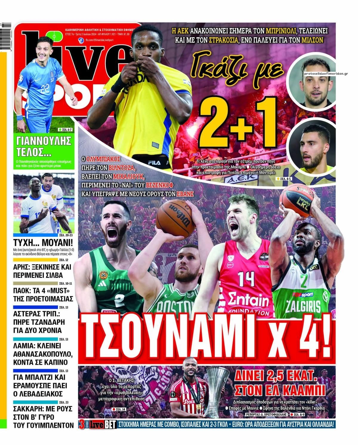 Πρωτοσέλιδο εφημερίδας Livesport