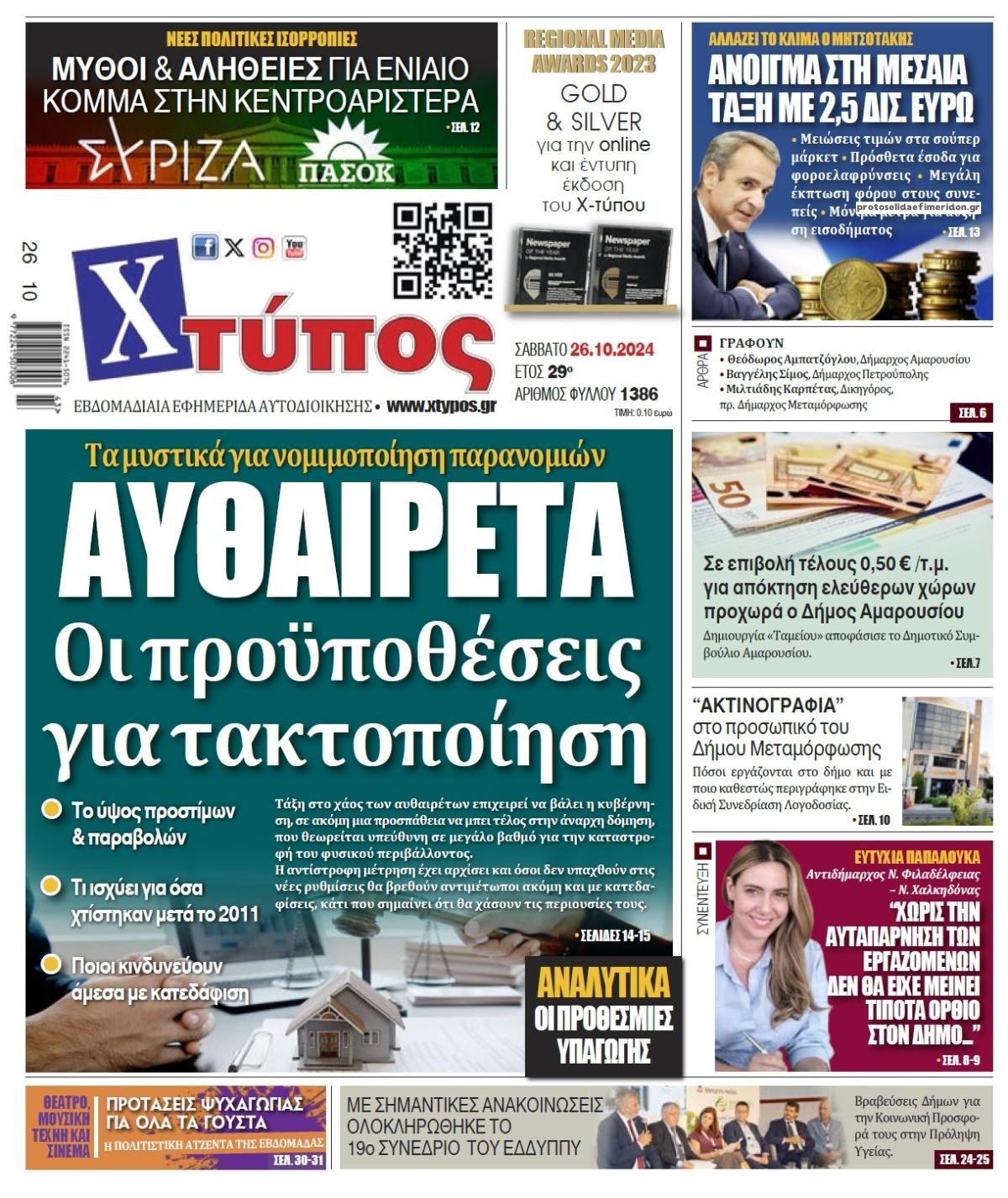 Πρωτοσέλιδο εφημερίδας Χτύπος