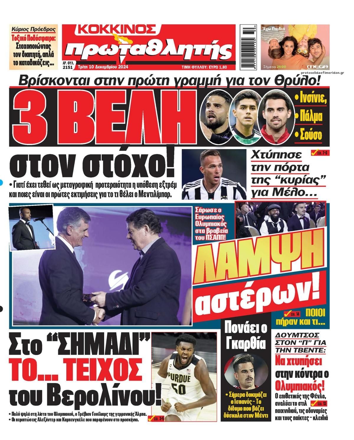 Πρωτοσέλιδο εφημερίδας Κόκκινος Πρωταθλητής