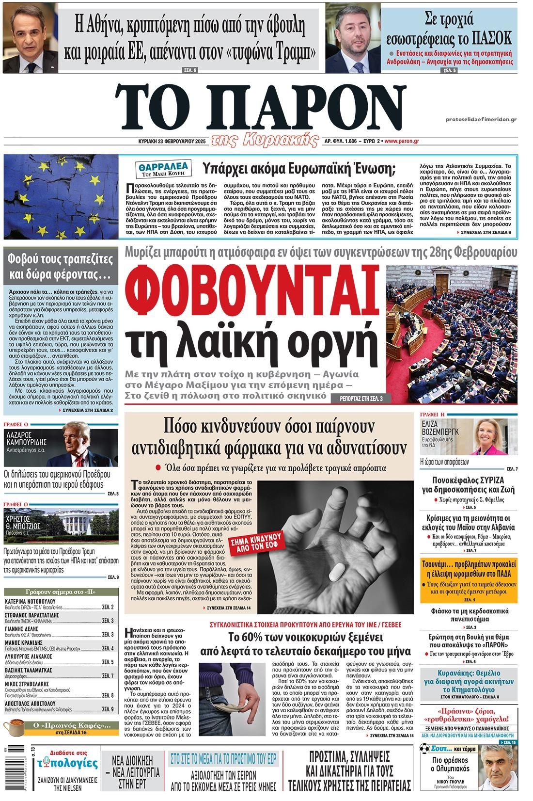 Πρωτοσέλιδο εφημερίδας Το Παρόν