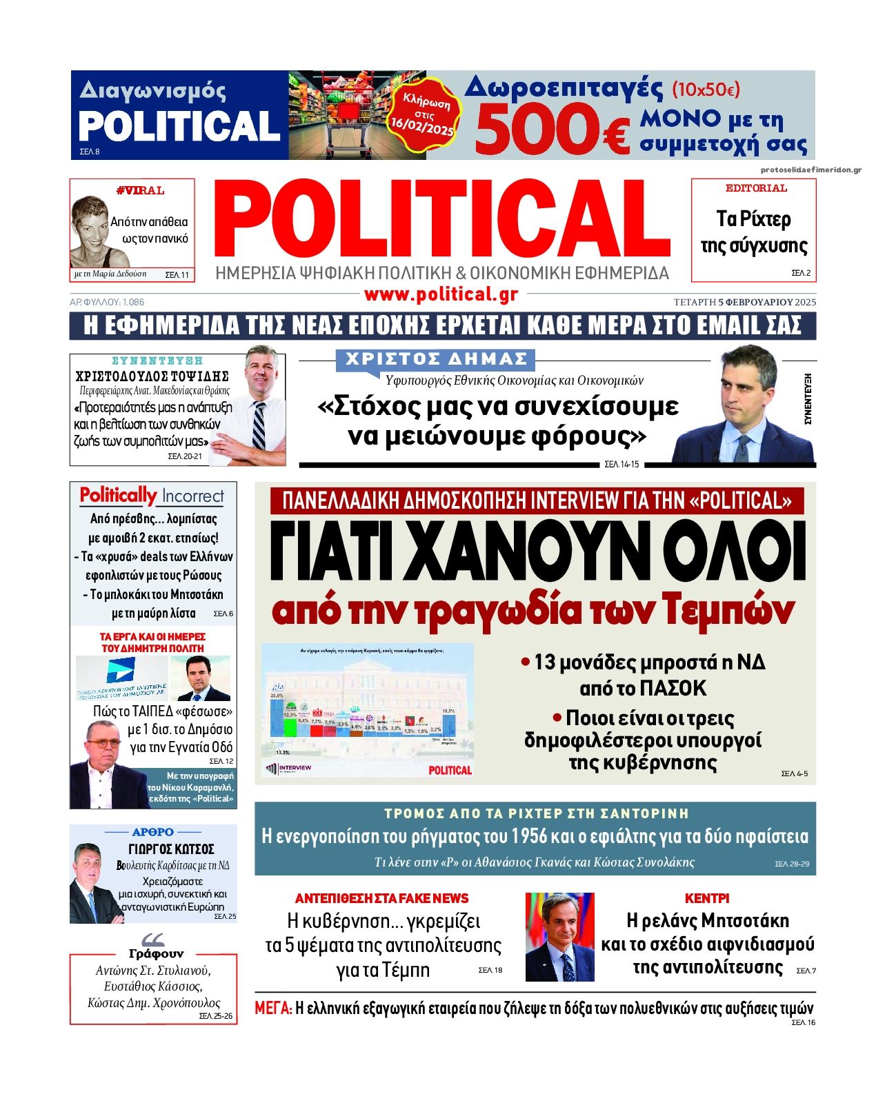 Πρωτοσέλιδο εφημερίδας Political