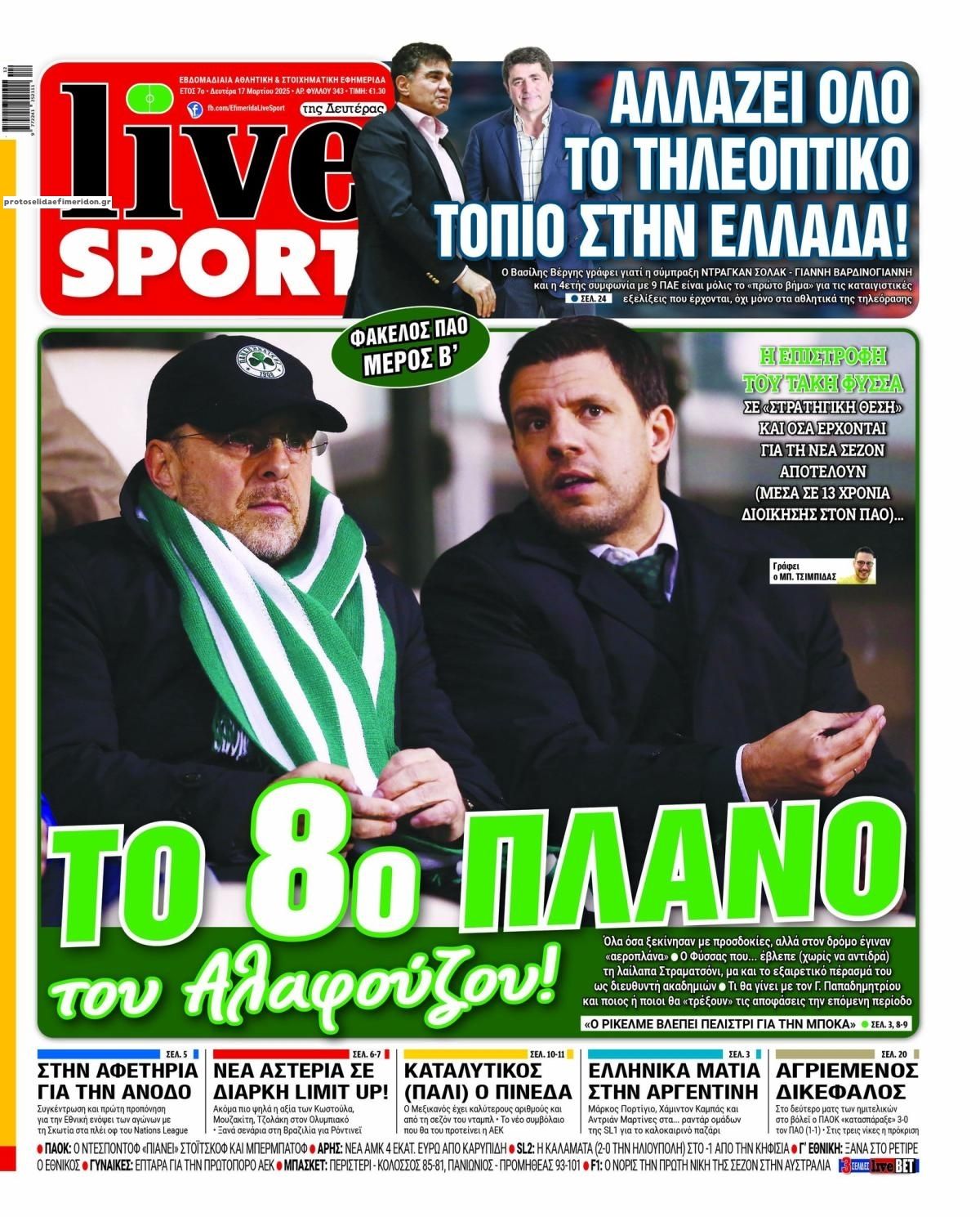 Πρωτοσέλιδο εφημερίδας Livesport