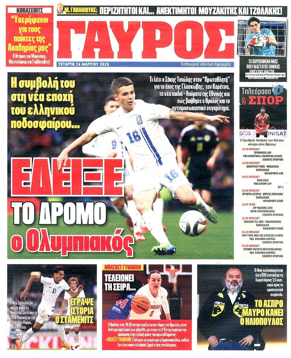 Οπισθόφυλλο εφημερίδας Κόκκινος Πρωταθλητής