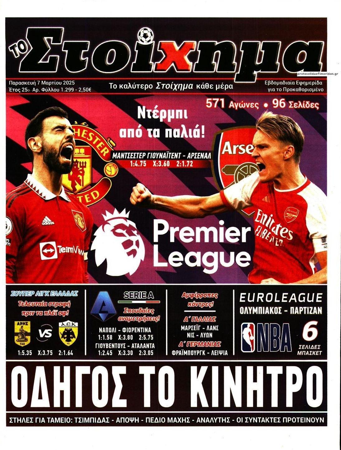Πρωτοσέλιδο εφημερίδας Στοίχημα