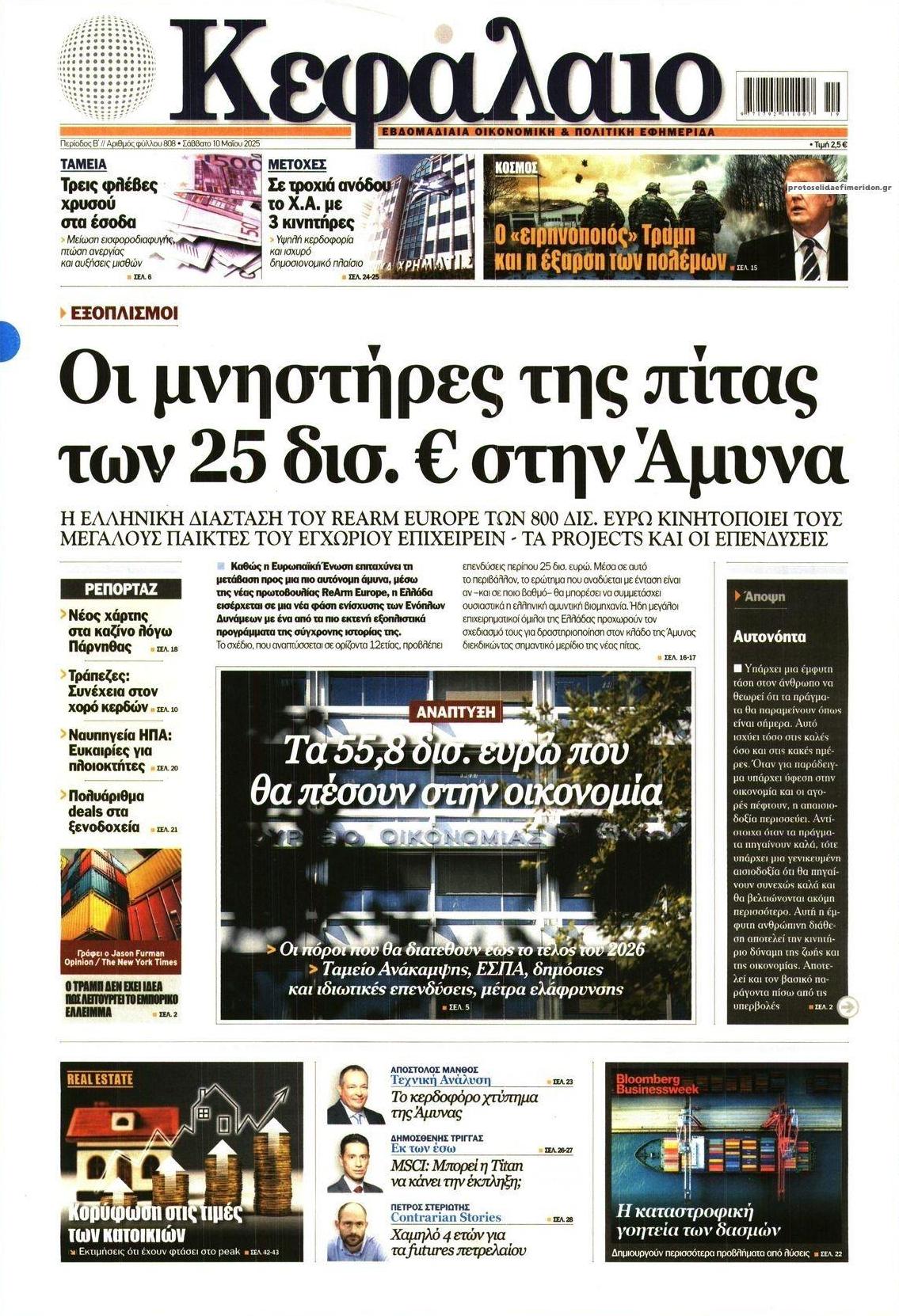 Πρωτοσέλιδο εφημερίδας Κεφάλαιο