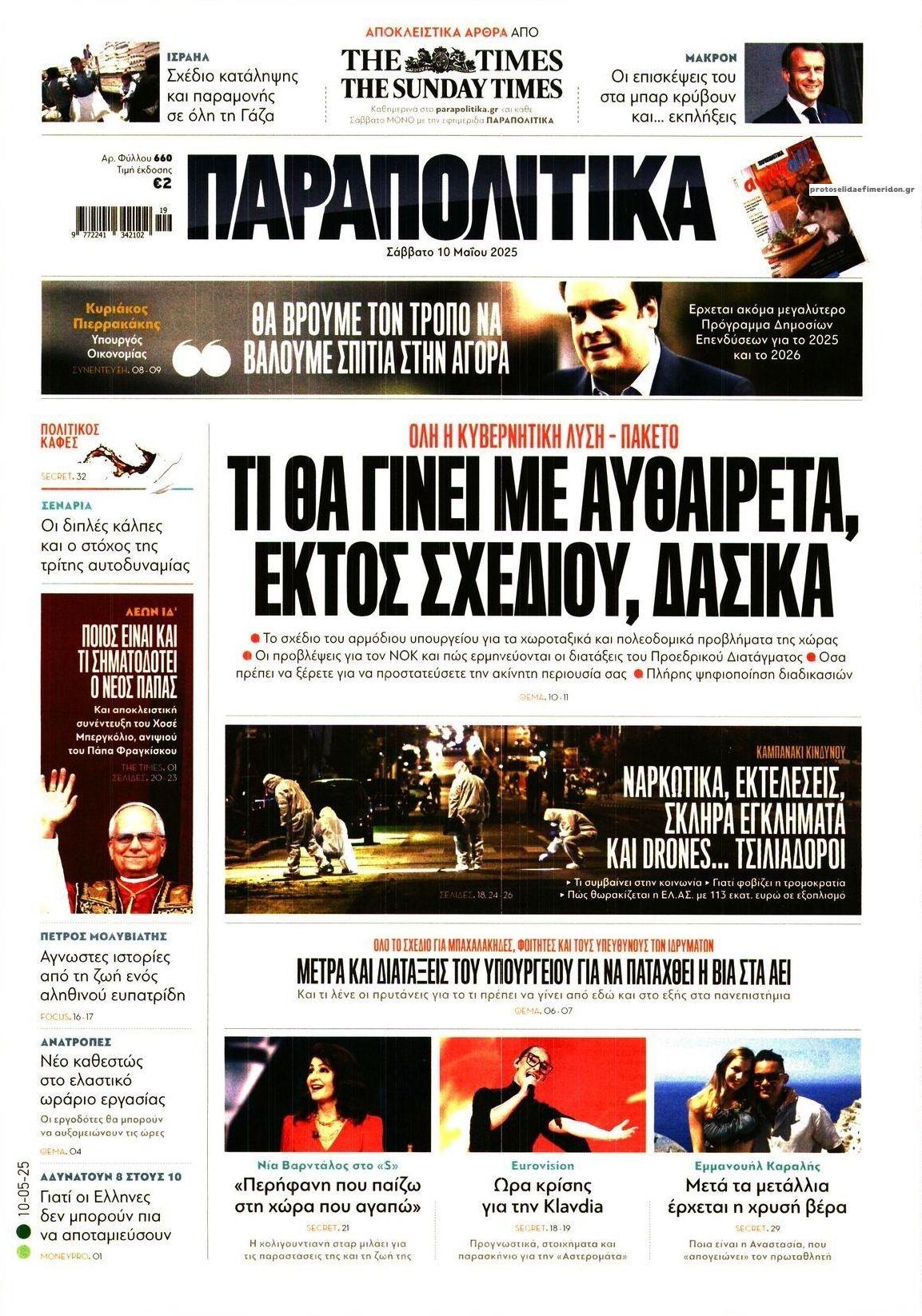 Πρωτοσέλιδο εφημερίδας Παραπολιτικά
