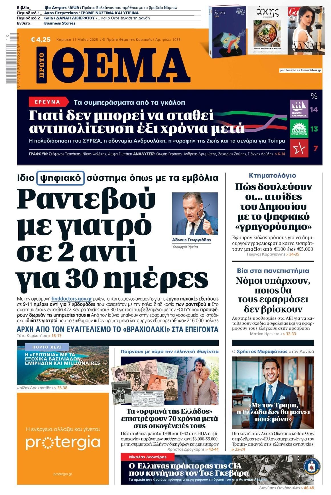 Πρωτοσέλιδο εφημερίδας Πρώτο Θέμα
