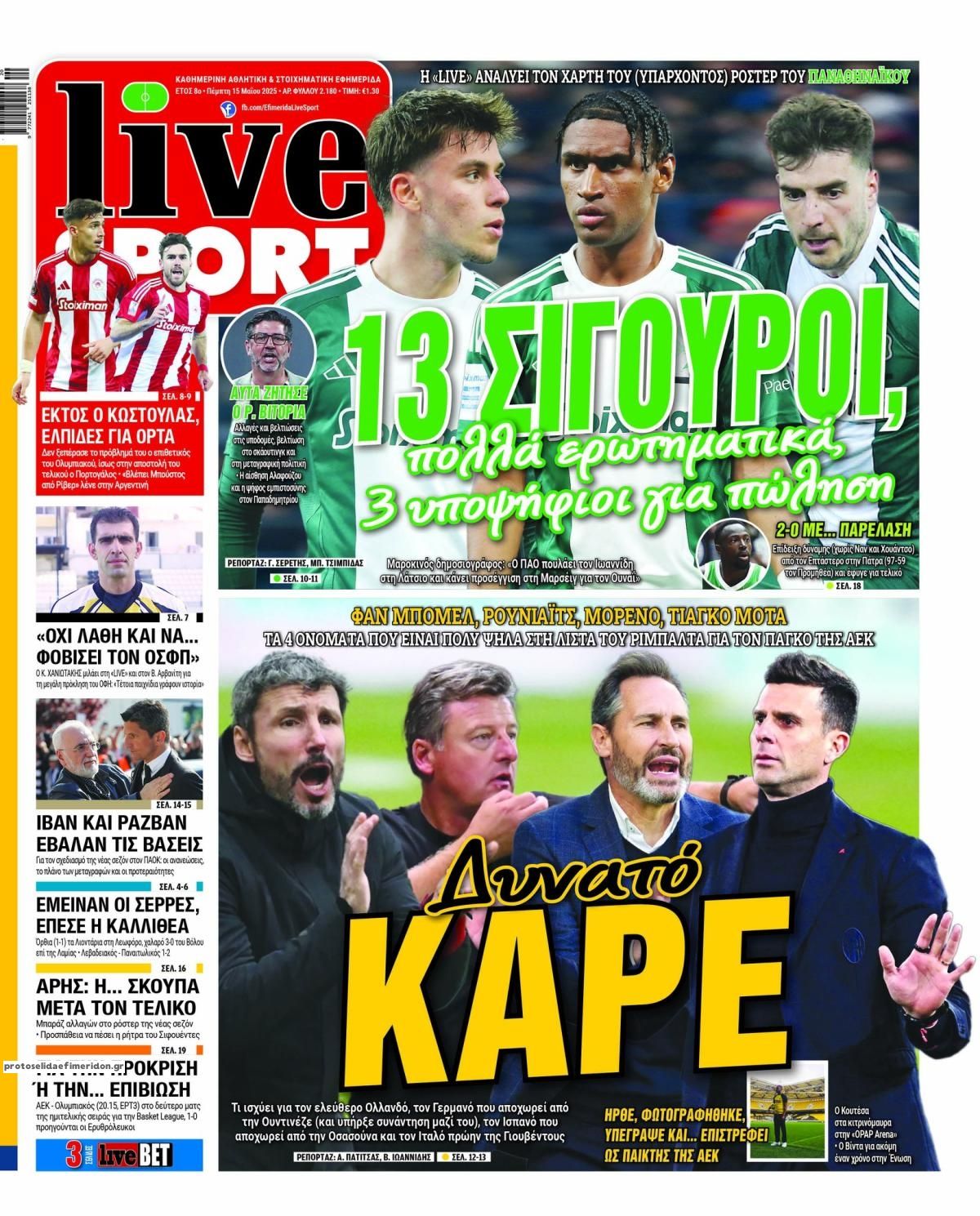 Πρωτοσέλιδο εφημερίδας Livesport