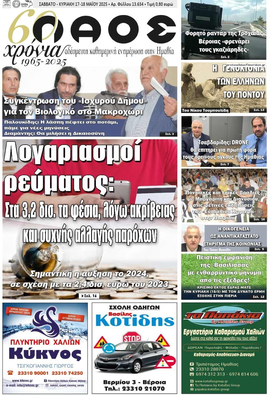 Πρωτοσέλιδο εφημερίδας Λαός Βέροιας