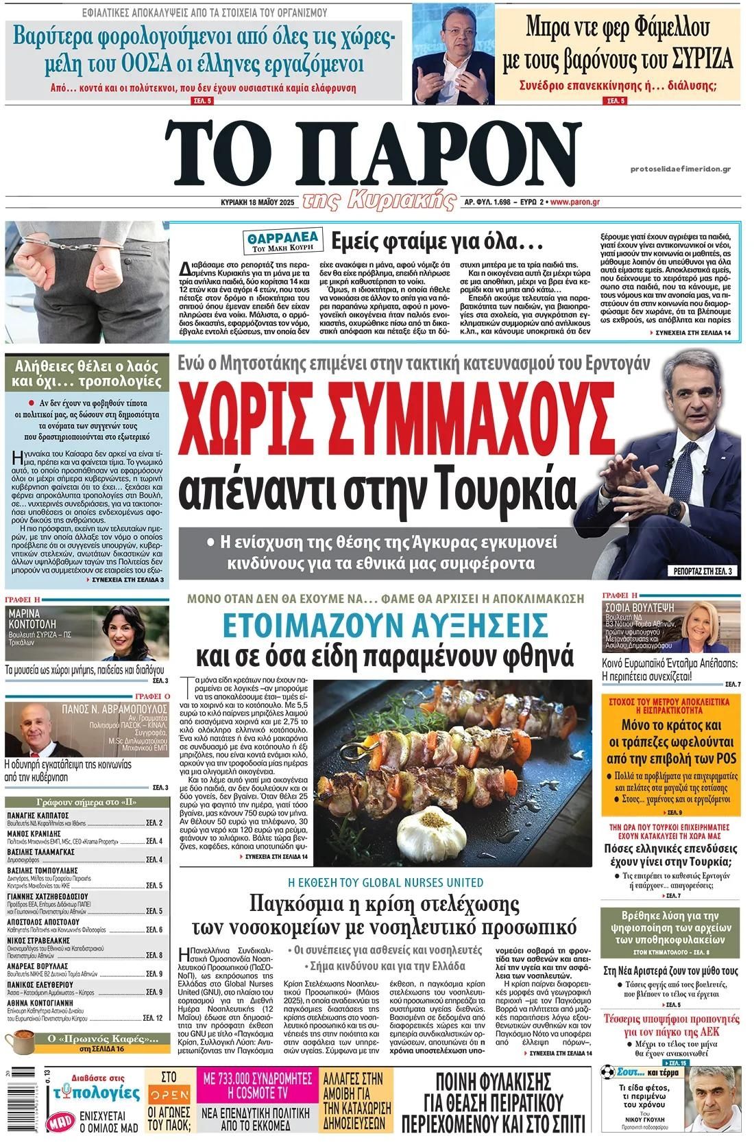 Πρωτοσέλιδο εφημερίδας Το Παρόν
