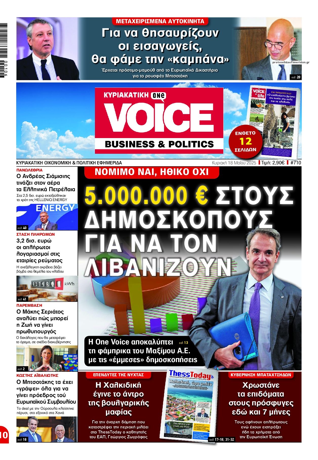 Πρωτοσέλιδο εφημερίδας Finance and Markets Voice